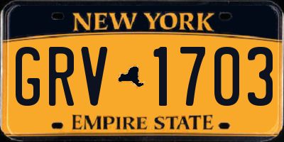 NY license plate GRV1703