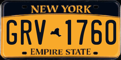 NY license plate GRV1760