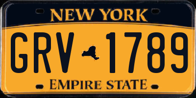 NY license plate GRV1789