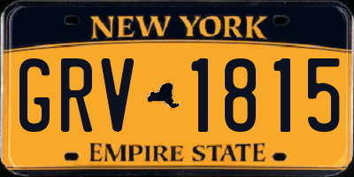 NY license plate GRV1815