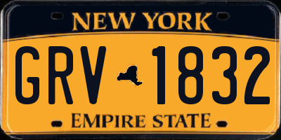 NY license plate GRV1832