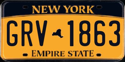 NY license plate GRV1863