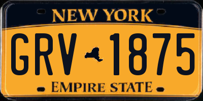 NY license plate GRV1875