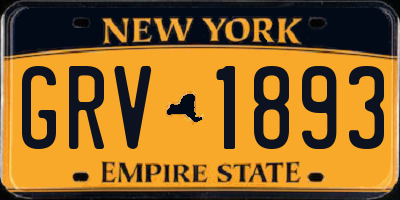 NY license plate GRV1893