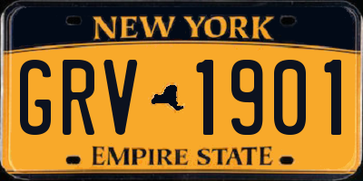 NY license plate GRV1901