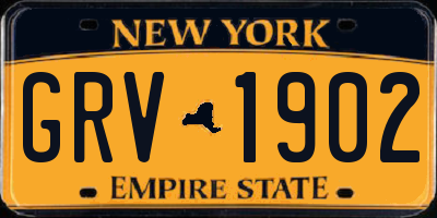 NY license plate GRV1902