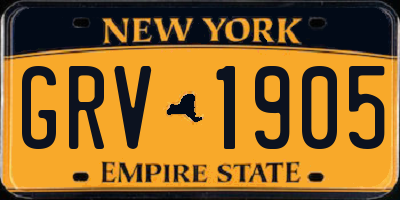 NY license plate GRV1905
