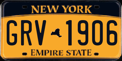 NY license plate GRV1906