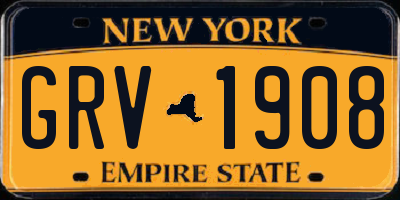 NY license plate GRV1908
