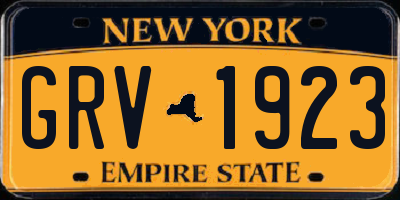 NY license plate GRV1923