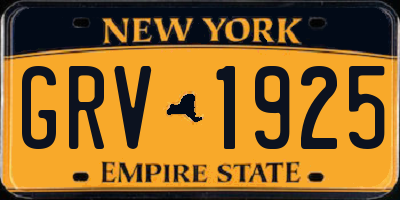 NY license plate GRV1925