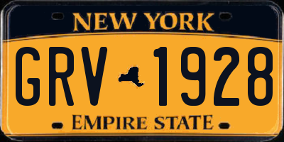 NY license plate GRV1928