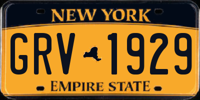 NY license plate GRV1929