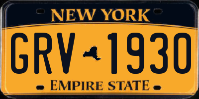 NY license plate GRV1930