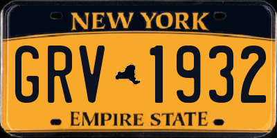 NY license plate GRV1932