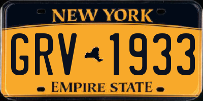 NY license plate GRV1933