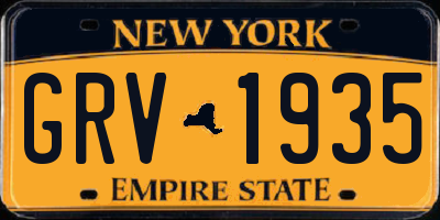 NY license plate GRV1935