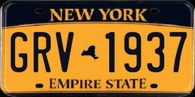 NY license plate GRV1937