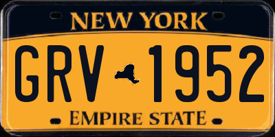 NY license plate GRV1952