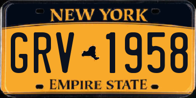 NY license plate GRV1958