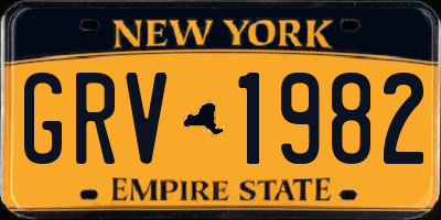 NY license plate GRV1982