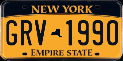 NY license plate GRV1990