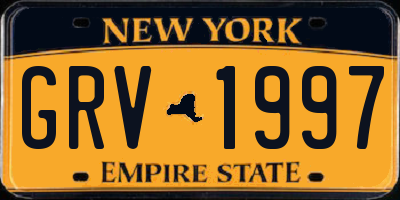 NY license plate GRV1997