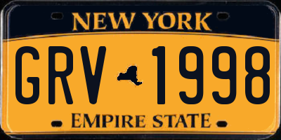 NY license plate GRV1998