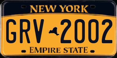 NY license plate GRV2002