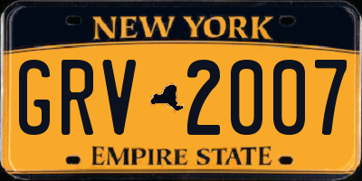 NY license plate GRV2007