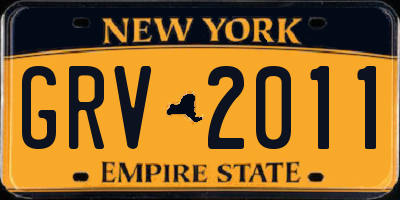 NY license plate GRV2011