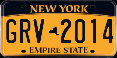 NY license plate GRV2014