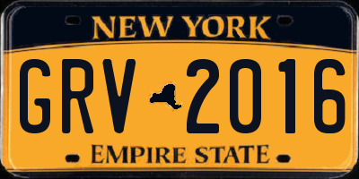 NY license plate GRV2016