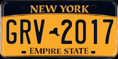 NY license plate GRV2017