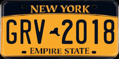 NY license plate GRV2018