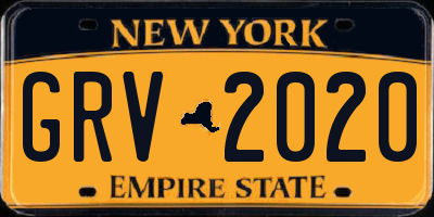 NY license plate GRV2020