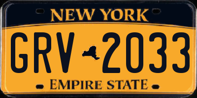 NY license plate GRV2033