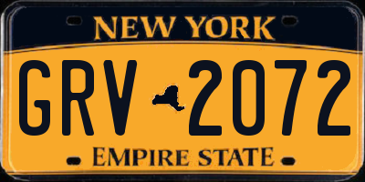 NY license plate GRV2072