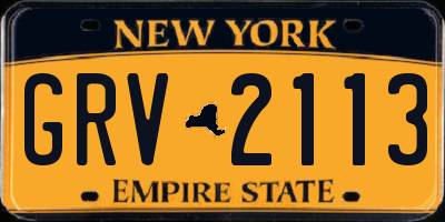 NY license plate GRV2113