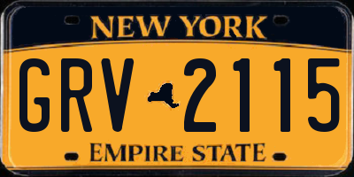 NY license plate GRV2115