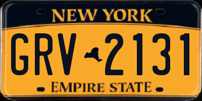 NY license plate GRV2131