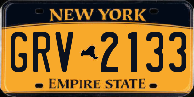 NY license plate GRV2133