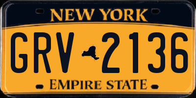 NY license plate GRV2136