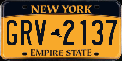 NY license plate GRV2137