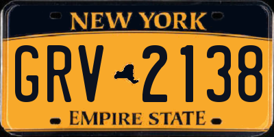 NY license plate GRV2138