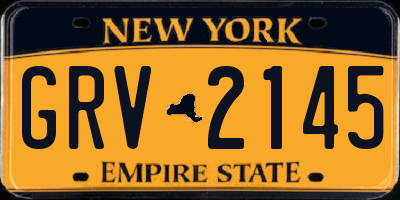 NY license plate GRV2145