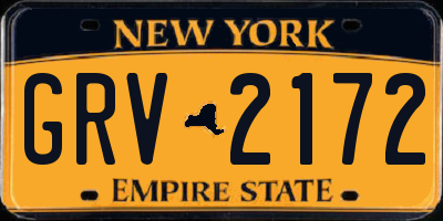 NY license plate GRV2172