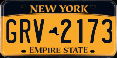 NY license plate GRV2173