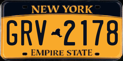 NY license plate GRV2178