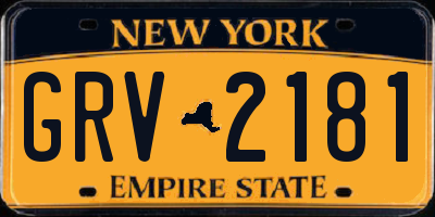 NY license plate GRV2181